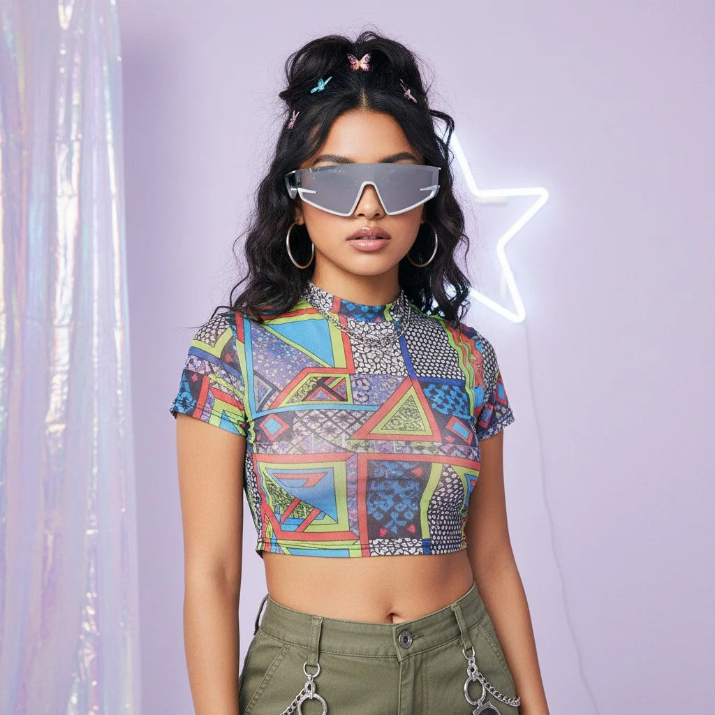 European And American Hip-Hop Retro Futuristic Tech-Savvy Cool Sunglasses Large Punk Sporty Style Y2K Sunglasses 137 |...