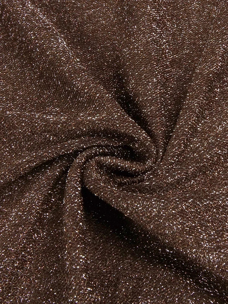 Sexy Backless Folds Long Dress with Ribbon Women Brown Halter Sleeveless Sparkly Draped Bodycon Celebrity Evening Party Gowns