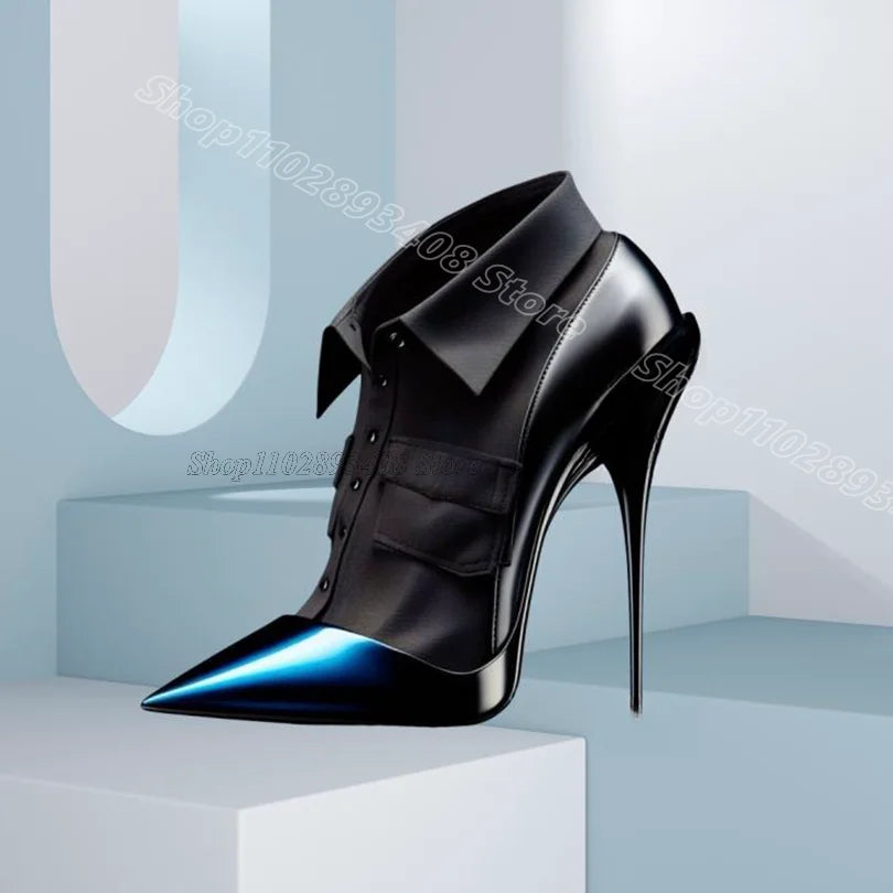 Splicing Stiletto Buckle Decor Pumps Pointed Toe Fashion British Style Summer Design for Women Party Shoes Zapatos Para Mujere