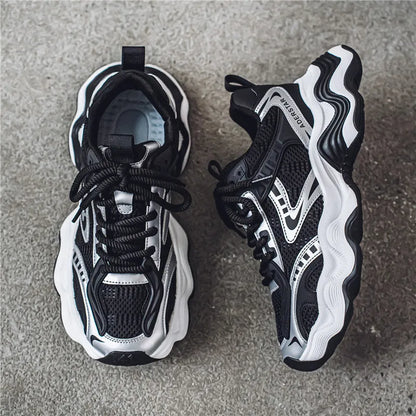 Chunky sneakers four seasons breathable lightweight racing running soft sole comfort non slip fashion student speed sports shoes