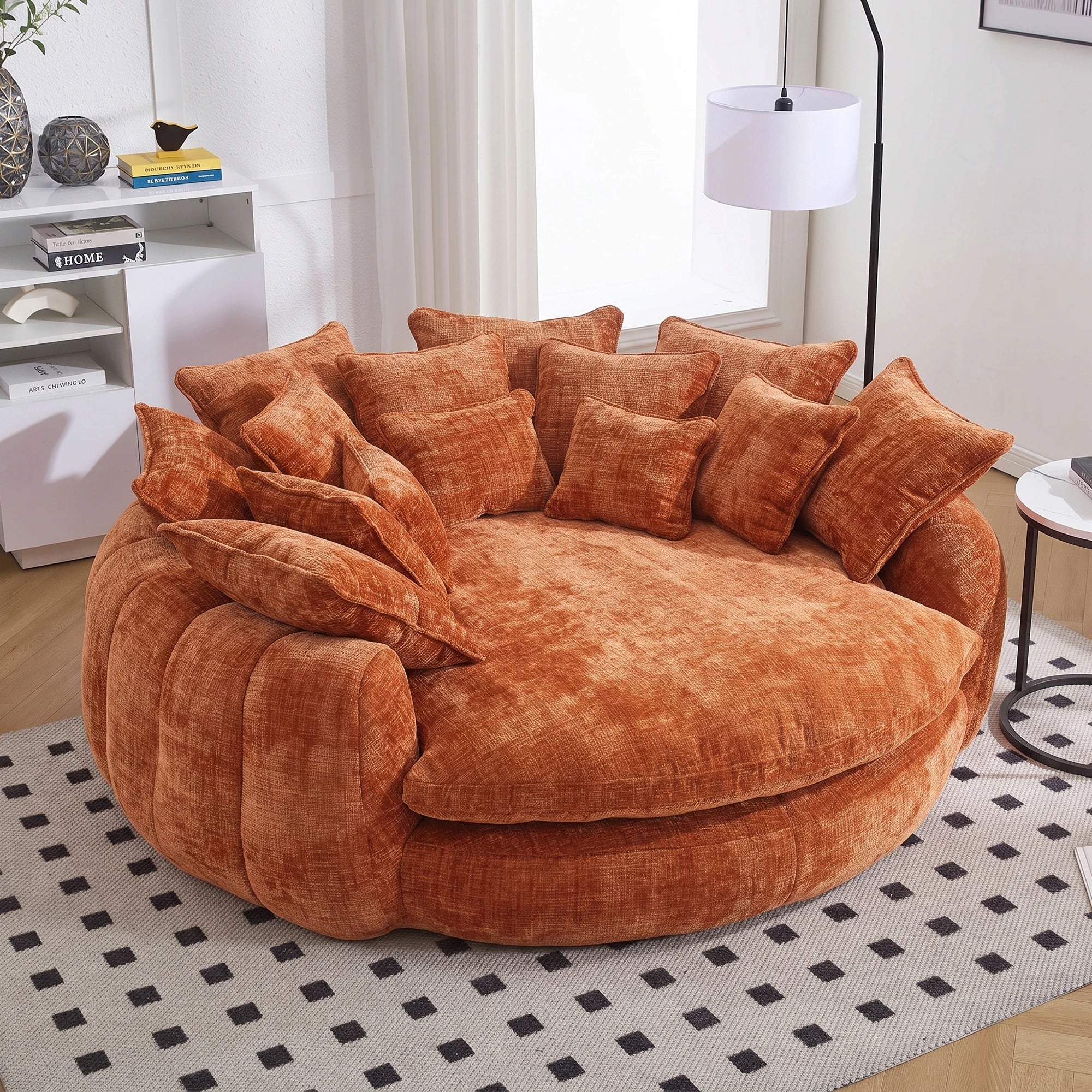 81.1" Cloud Couch Sleeper Sofa, Oversized Round Chaise Lounge Chair with 14 Pillows, Modern Chenille Boneless Couch, Memory Foam