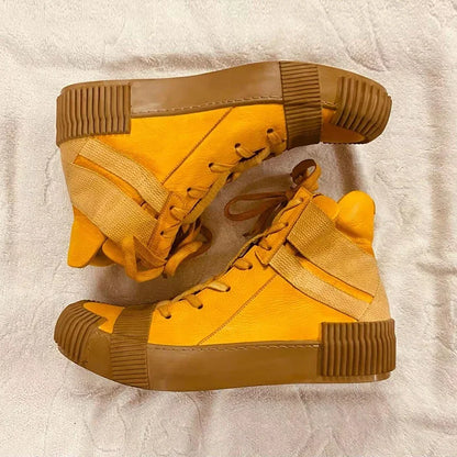 Original Design Pure Handmade BBS Customized Nappa Leather Goodyear  Patchwork High Top Luxury Retro Hip Hop Artistic Boots
