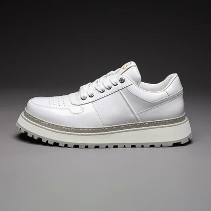 New Fashion Man Crafted Casual Shoes Calf Leather Platform Height Increasing Sports Shoes Men Tennis Sneakers Daily Loafer Shoes