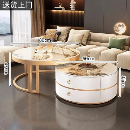 Glam Nordic Coffee Tables Round Simple Luxury Metal Coffee Tables Design Modern Muebles Para El Hogar Living Room Furniture - Kimlud