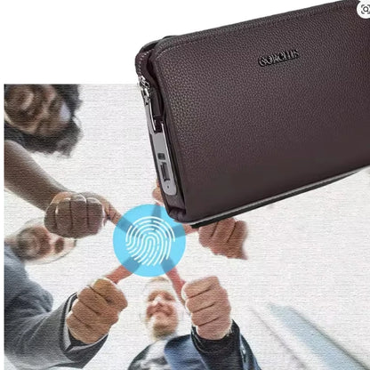 Leather Wallet FL-V1 Men Business Clutch Bag Smart Fingerprint lock Security Anti Theft Handbag Black Safety Men Wallet...