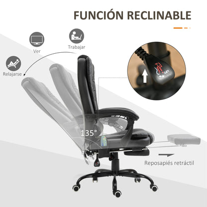 Vinsetto 7 points massage office chair with black retractable footrest | Kimlud Office Luxury Chair