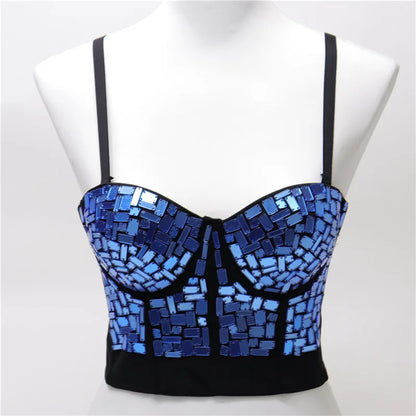 Quality Pearl Tank Tops Rhinestone Women Crop Top Club Clothes Streetwear Y2K Corset Woman Shaper Camis Fashion Feamale Clothing