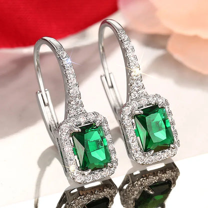 Fashionable Banquet Elegant Emerald Cubic Zirconia Earrings, High-end Inlaid Wedding Style Swaying Jewelry Accessories |...