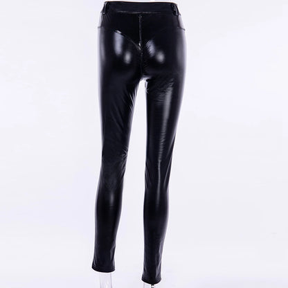 Sexy Faux Leather Leggings for Women - Shaping Butt Lift High Waist Slimming Exercise Pants Running Yoga Sports