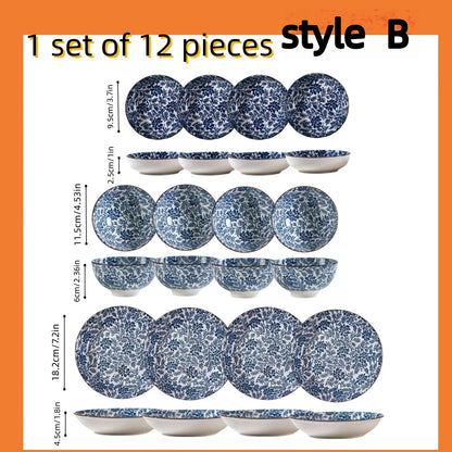 Japanese - style blue and white hand - painted 4.5 - inch ceramic bowl, retro - style rice bowl for home use. | Kimlud...