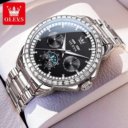 OLEVS 6695 Luxury Man Watch Original Brand Diamond Bezel Moon Phase Waterproof Glow Automatic Mechanical Wrist Watches...
