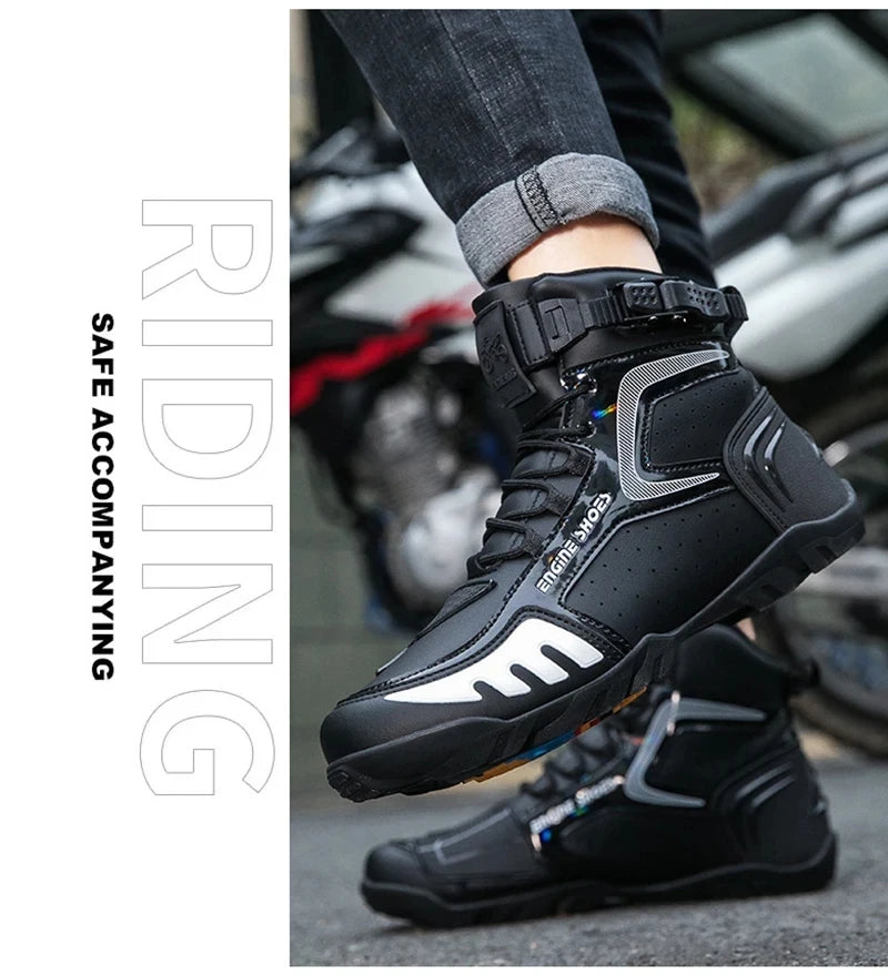 Motorcycle Boots Men Breathable Anti Slip Motorbike Cycling Ankle Length Shoes Man Motorcycle Riding Boots Motos Sports Boot - Kimlud