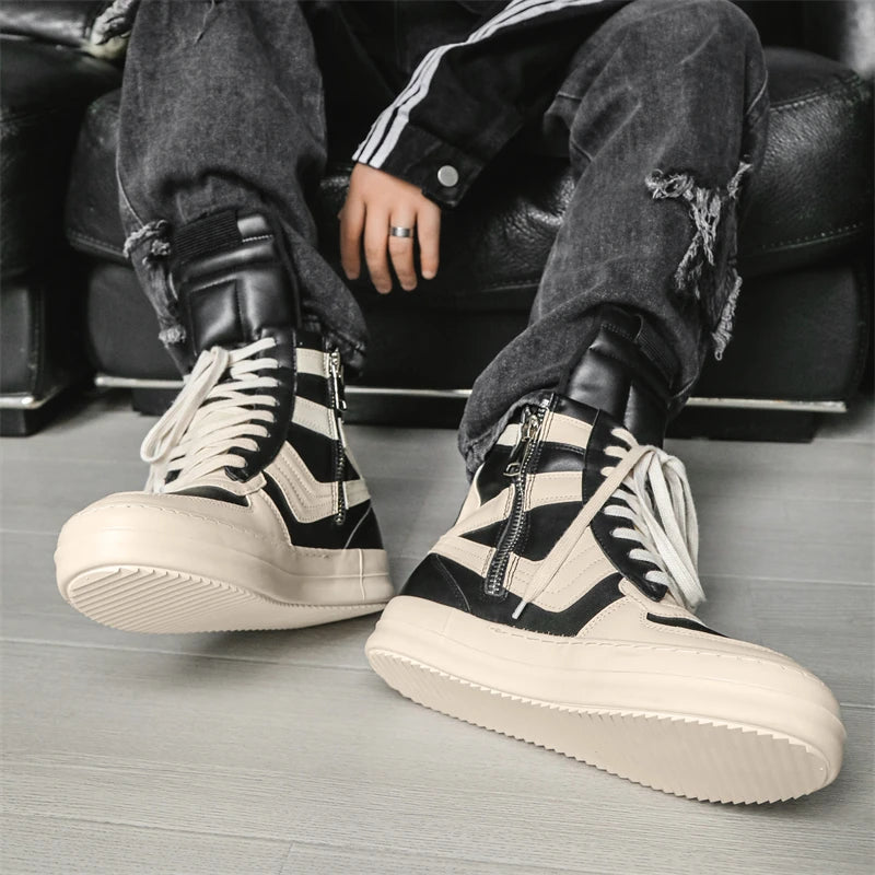 Men Sneakers Casual Shoes Ankle Boots High Top Boots Outdoor Walking Sneakers Lace Up Comfortable Sports Shoes Running Tennis