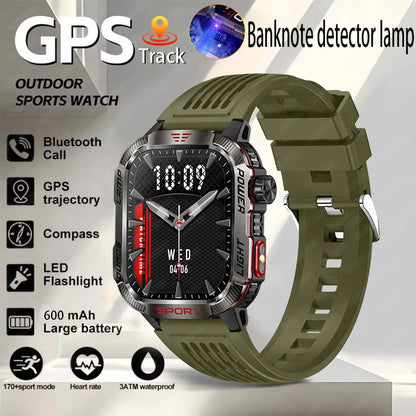 New Professional outdoor Military Smart Watch Men Flashlight Compass Waterproof Outdoor Sport Tracker Bluetooth Call Smartwatch