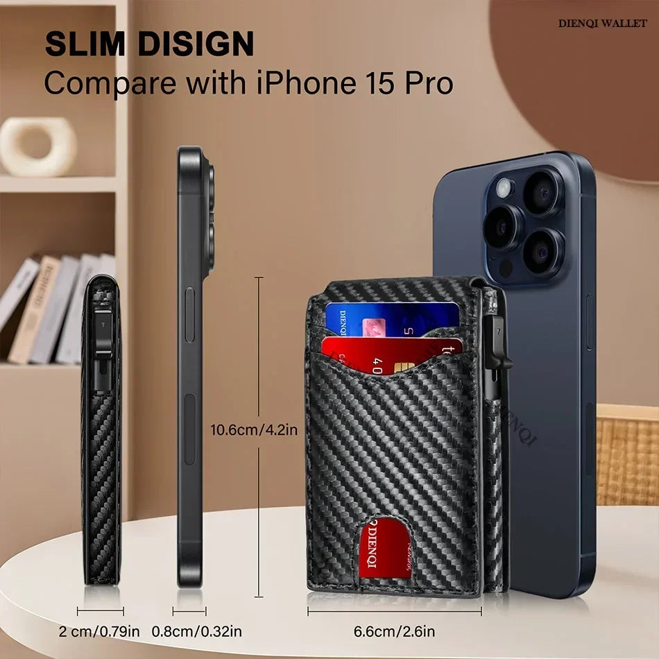Rfid Credit Card Holder Carbon Fiber Wallets Men Anti Theft Slim Thin Luxury Bank Money Cardholder Case Minimalist Wallet Purse