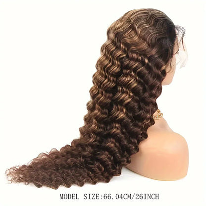 200% 13x4 Highlight Human Hair Wig Deep Wave Lace Front Wig For Women 13x4 Ombre Lace Frontal Wig Human Hair Free Part...