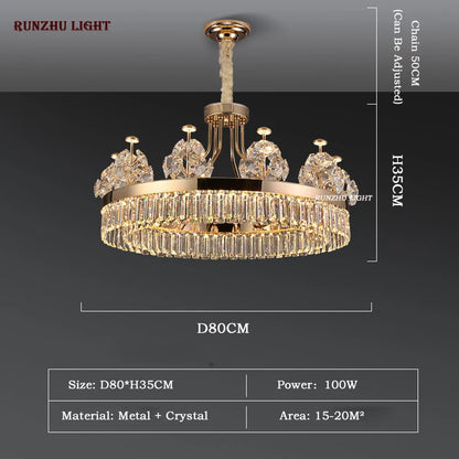 American Light Luxury Crystal Pendant Lamp Postmodern Living Room Lamp Villa Hotel Master Bedroom Lamp Dining Room Lamp