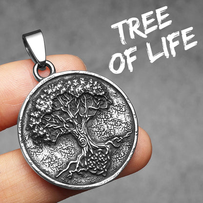 Retro Tree of Life Carving Men Necklaces Pendant Stainless Steel Jewelry For Male Women Punk Hip Hop Accessories Gifts Wholesale