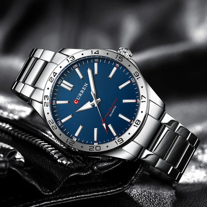 CURREN Men Fashion Ultra Thin Watches Simple Men Business Stainless Steel Quartz Watch Casual Watch For Man Relogio Masculino
