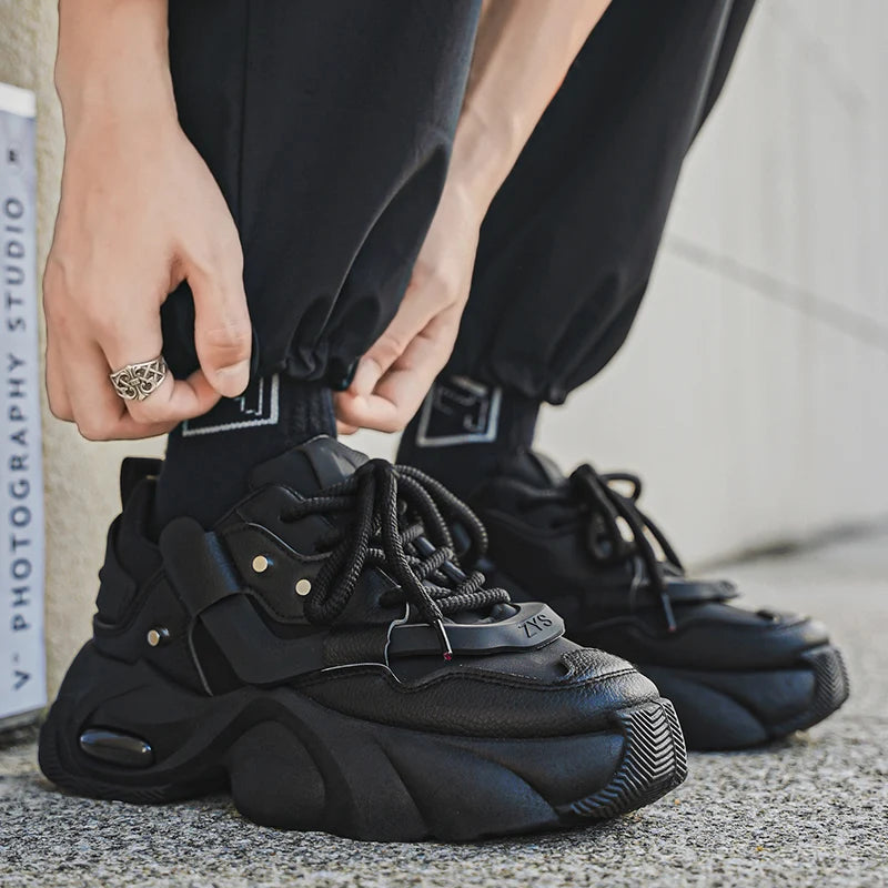 Men's Thick-soled Height-increasing Casual Sports Shoes, Low-top Lace-up Style, Wear-resistant Sole, Comfortable and Anti-slip,