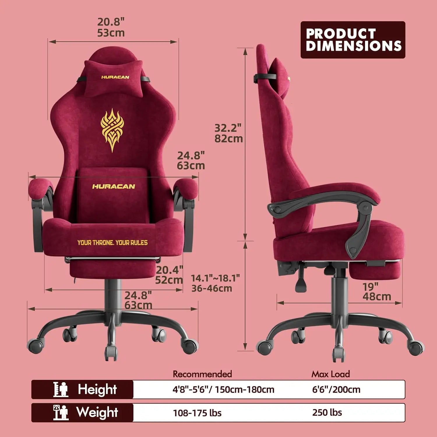 Red Velvet Fabric Gaming Chair for Adult, Ergonomic Comfortable Video Gamer Chair with Footrest, Reclining Office, Customized