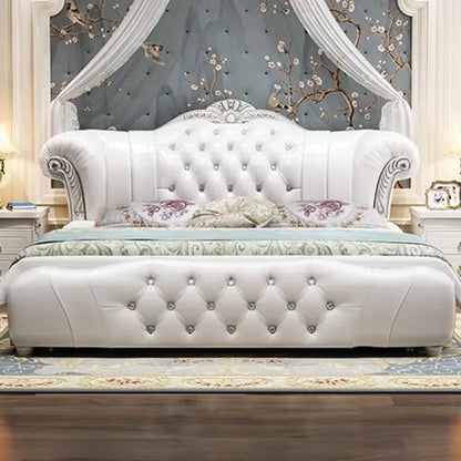 Wood Modern Bed Luxury Leather Classic Wedding Bed European Confortable Safe Camas De Matrimonio Dormitorio Bedroom...