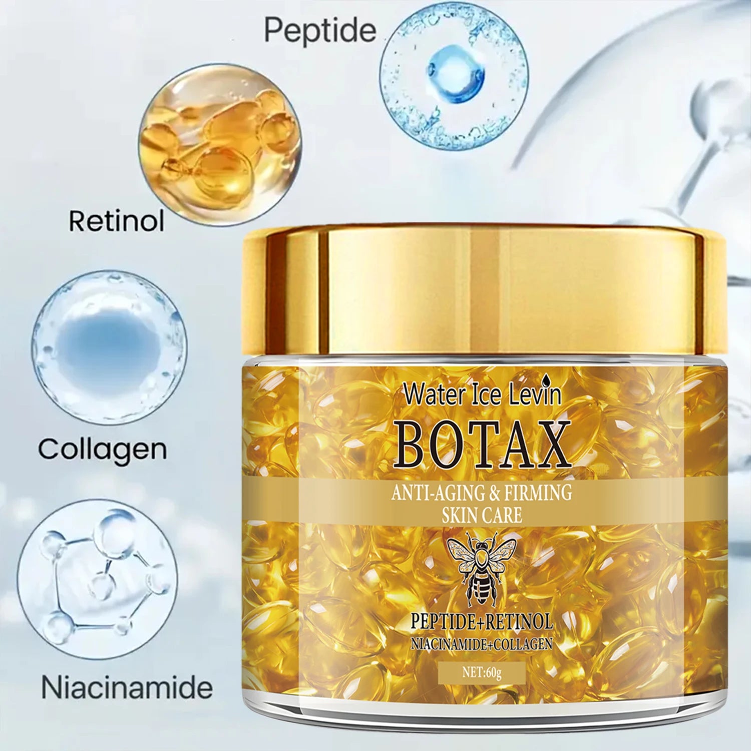 Retinol Firming and Lifting Cream That Has Rich Peptides and Collagen, and Hyaluronic Acid. It Is Suitable for All Skin Types, Tightens and Smoothes Skin, Looks Youthful and Deeply Moisturizes the Skin