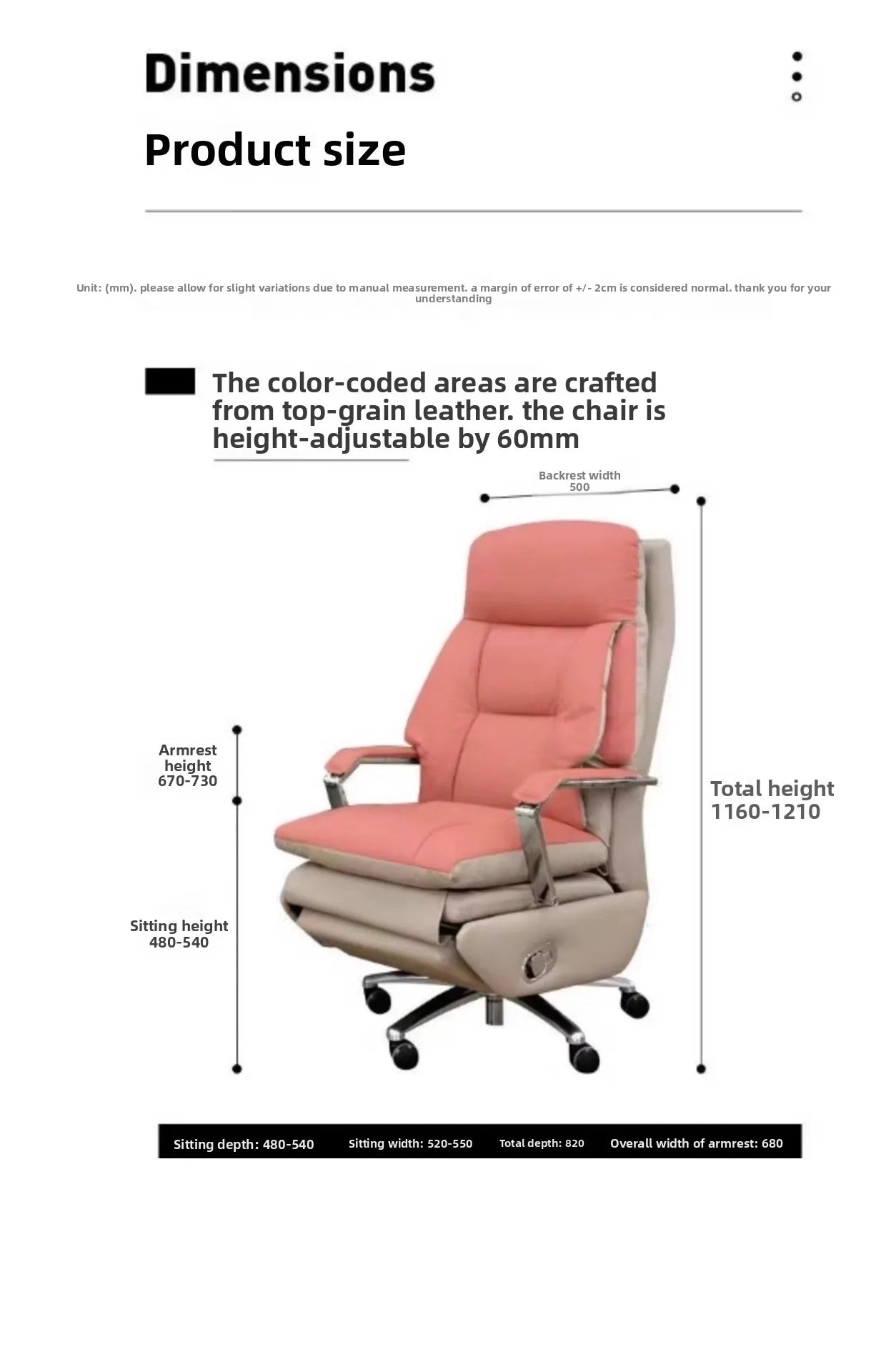 Ergonomic Executive Chair, Electric Reclining Leather Office Chair, Adjustable Height Desk Chair with Footrest & Lumbar Support