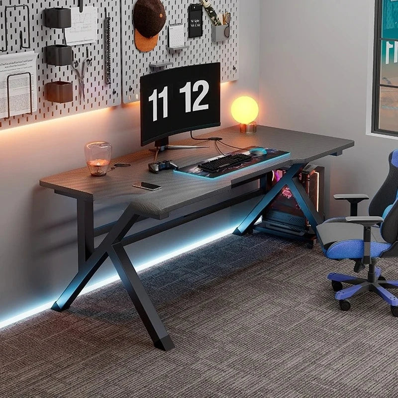 Premium Carbon Fiber Ergonomic Gaming Desk Sturdy K-type steel Feet Home Room Desk Gamer Table High Quality Stable Office Table