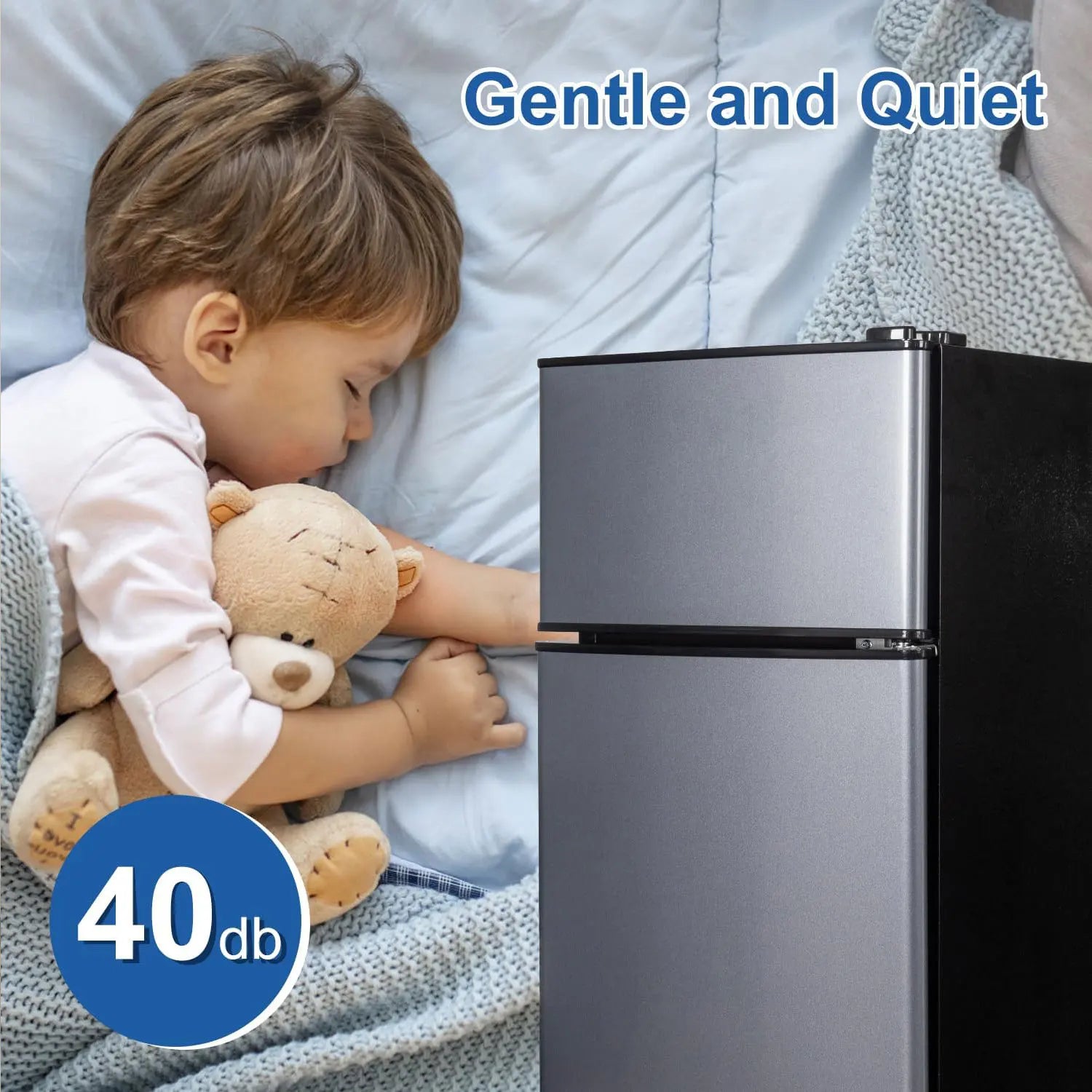 Mini Fridge with Freezer, 2.9 Cu.Ft Small Fridge, Energy Saving, Low Noise,7 Adjustable Thermostat, Double Door...