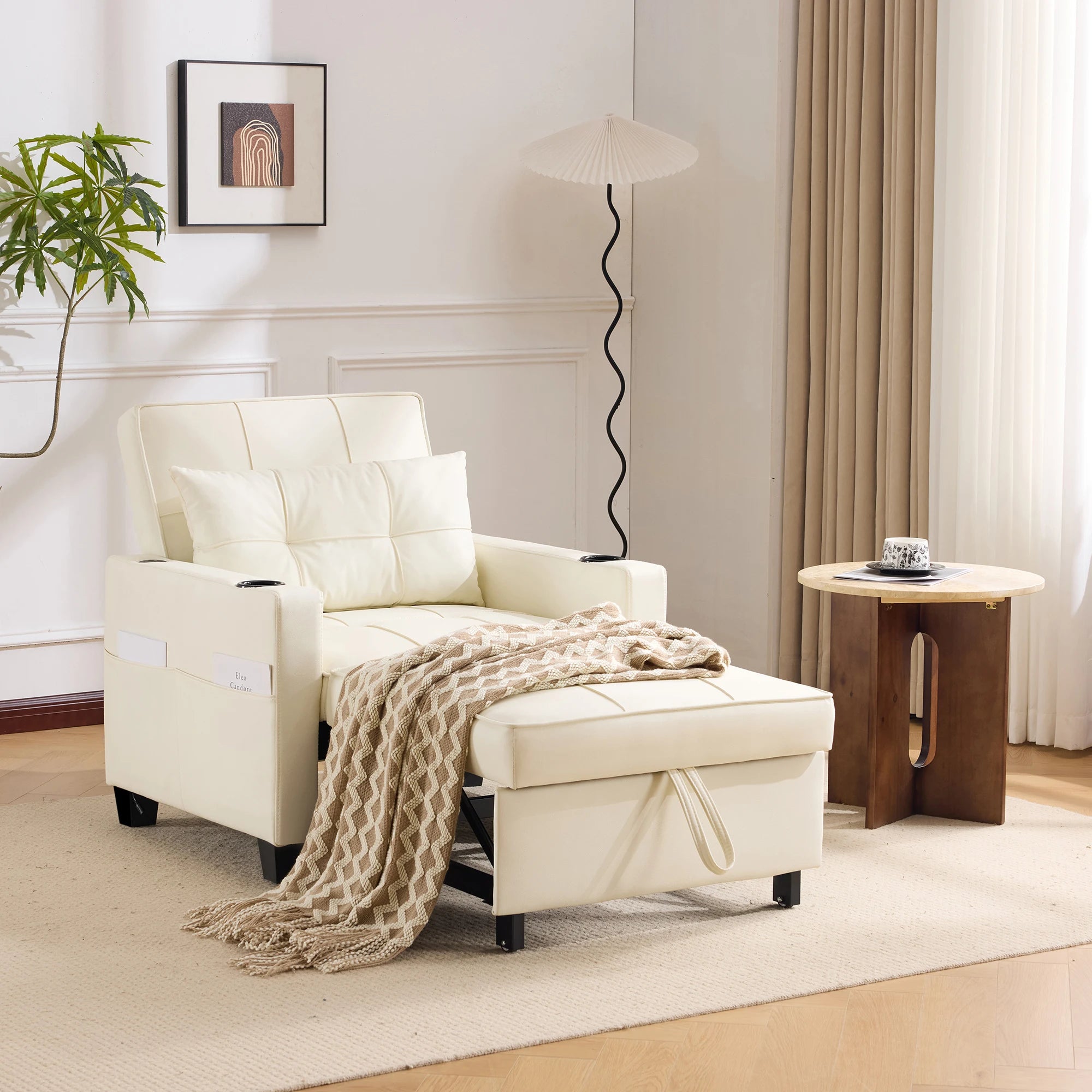 HOUSE SPOLE with Cup Holder & USB,Relax armchair Loung armchair with USB & Pillow - Kimlud