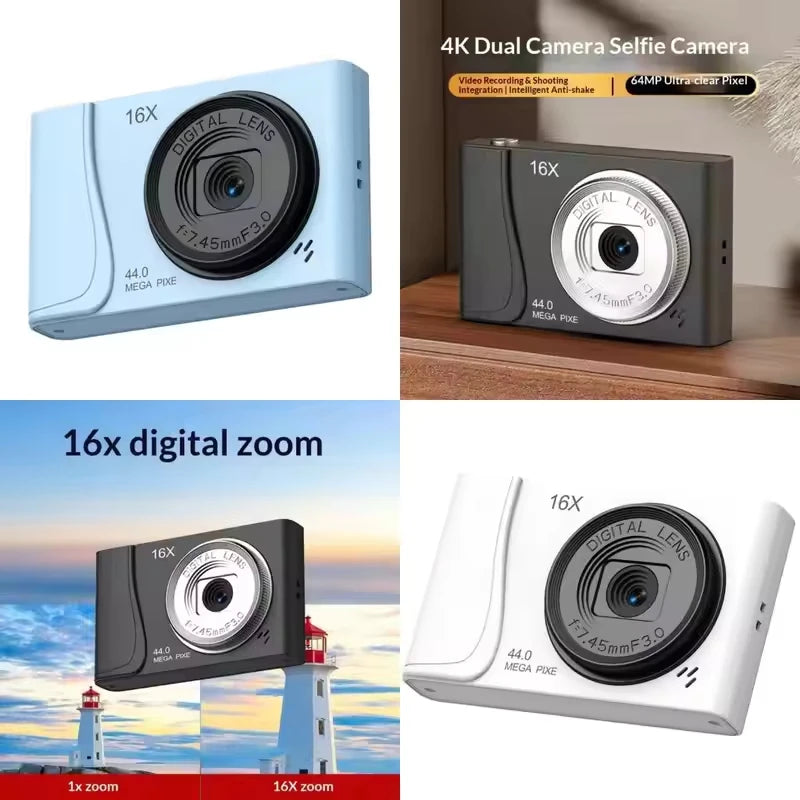 4K Digital Camera 24 Million Pixels Children Camcorder 16x Zoom Compact Cameras Auto Focus for Kids Adult Beginners Photograph - Kimlud