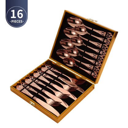 Golden Stainless Steel Cutlery Set Royal European Spoon Fork Complete Tableware Retro Design Dishwasher Safe Elegant...