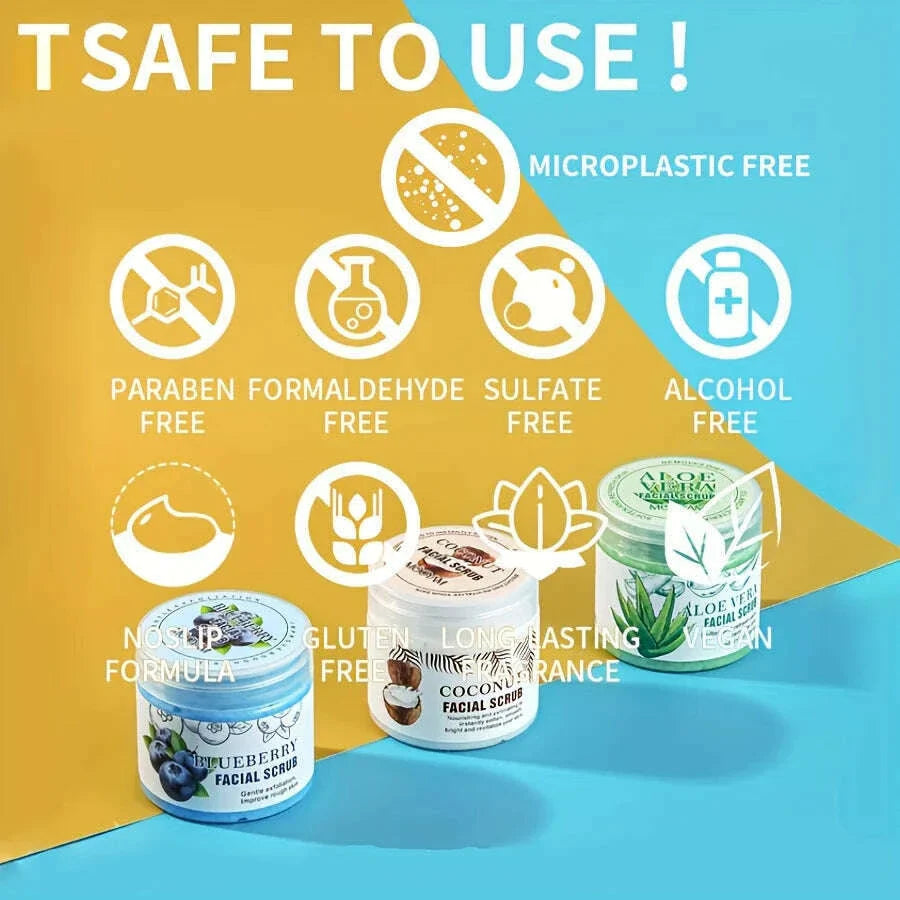 Turmeric Face Scrub Aloe Vera Vitamin C Exfoliating Body Scrub Coconut Blueberry Facial Scrub Nourishing Exfoliator Skin Care