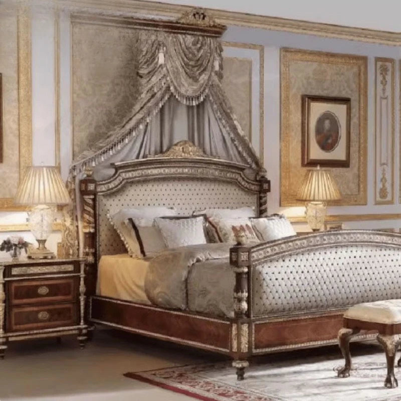 France Luxury Double Bed Romantic Design Comfortable Bedroom Bed Princess Square Frame Letto Matrimoniale Unique...