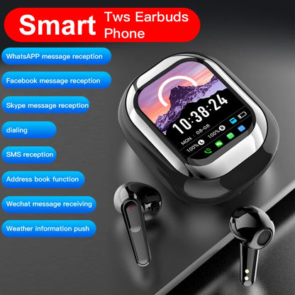 SE-ONE Smart Headphones LED Full-color Slide Touch Screen Support APP Information Receiving Wireless TWS Earbuds 300mAh
