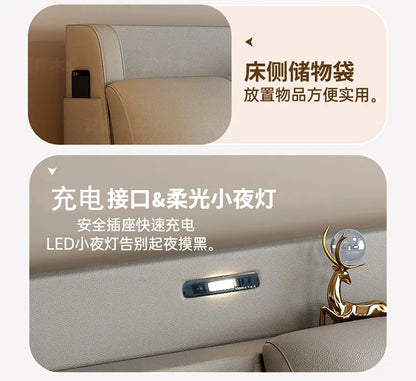 Double 1.8m Beds Storage Headboard Upholstery Minimalist Drawers Beds Frames Multifunctional Muebles Para El Hogar Furniture