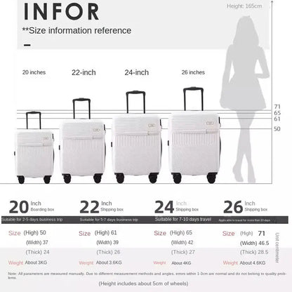 Luggage Front Opening Combination Box Charging Interface Multi-Function Trolley Box 20" Boarding Luggage Silent Universa Wheel