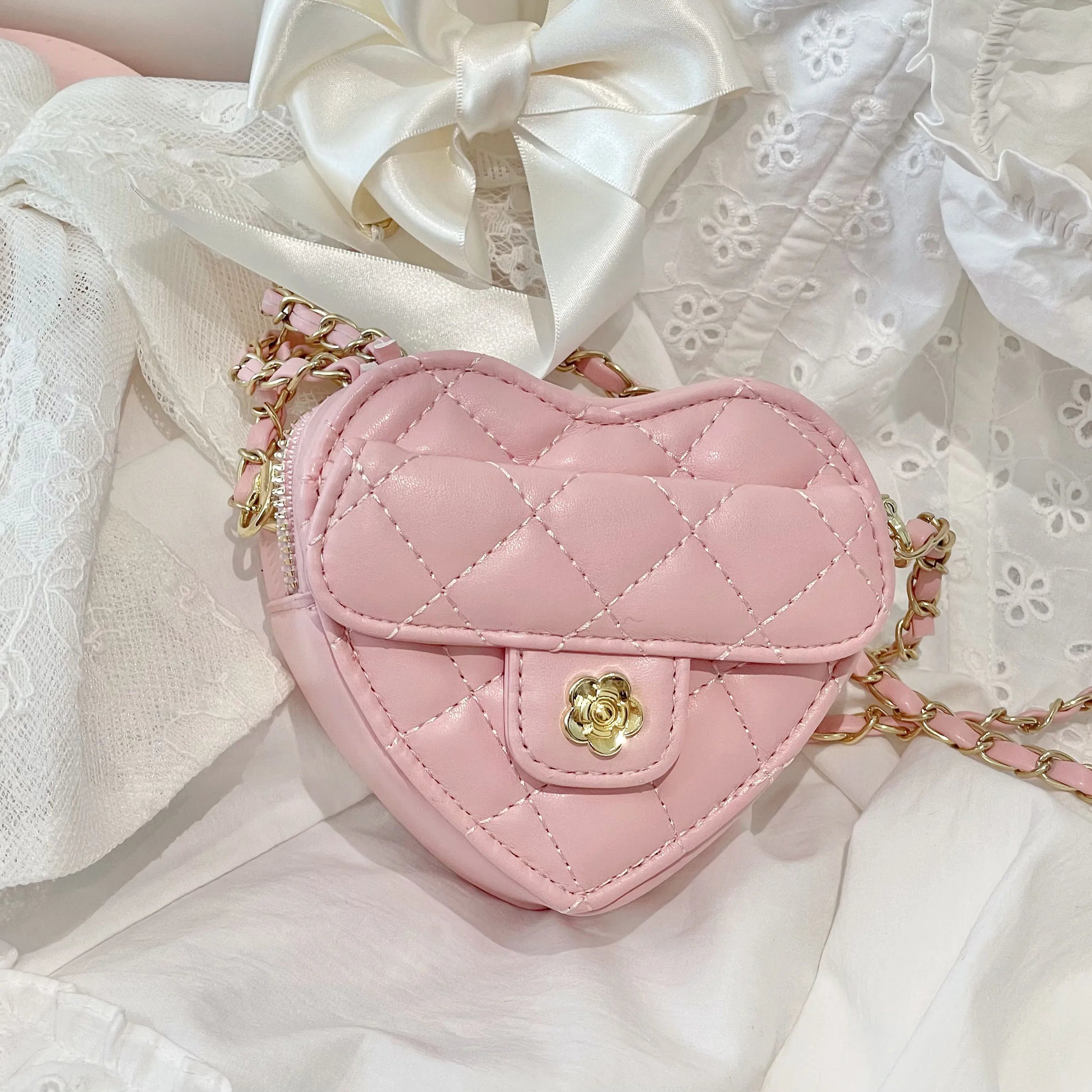Japanese Style Diamond Checkered Heart Mini Shoulder Crossbody Bags girl Lolita Sweet Cute Fashion All-Match Women's...