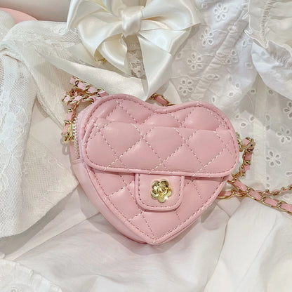 Japanese Style Diamond Checkered Heart Mini Shoulder Crossbody Bags girl Lolita Sweet Cute Fashion All-Match Women's...