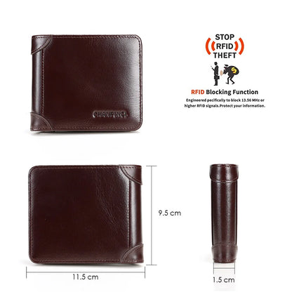 CHANPINCL Genuine Cow Leather Men Wallet Luxury Short Tri-Fold First Layer Cowhide Purse Male Business Horizontal Fashion