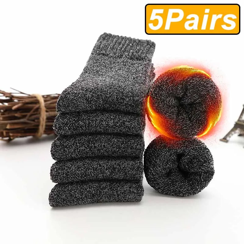 5Pairs Winter Thicken Wool Merino Socks Women Towel Keep Warm Winter Socks Cotton New Year Christmas Gift Russia Socks...