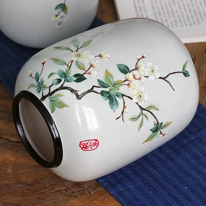 Chinese ceramic vase ornament, living room entrance floral art, home hydroponics creative simple round housewarming gift flower