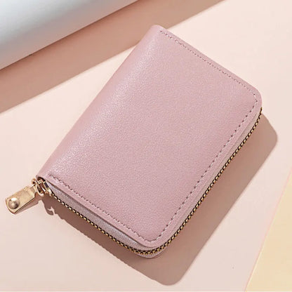 1pc Organ Card Bag Korean Edition Portable Women's Short Bank Card Cover Business Card Clip Zipper Vertical Handheld Bag - Kimlud