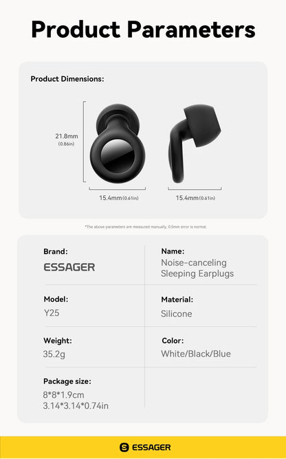 ESSAGER Noise Cancelling Ear Plugs for Sleeping Soft Silicone Sleep Earplugs Noise Reduction Earbuds for Sleep Work Study Travel - Kimlud