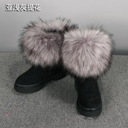 Luxury Faux Fur Fox Artificial Raccoon Shoes Cover Leg Warmers Ankle Boots Feet Cuffs Socks Cover Shoes Sleeve Elastic DIY - Kimlud