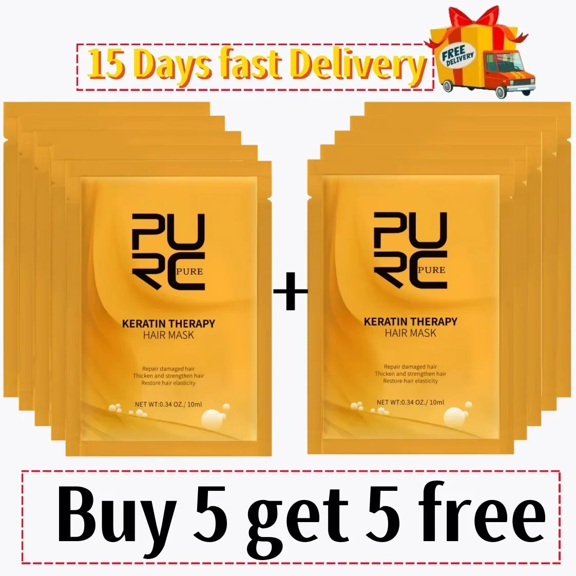PURC 8 Seconds Hair Mask Smoothing Straightening Keratin Hair Treatment Cream Soft Repair Damaged Frizz Professional...
