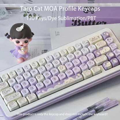 125 Keys Milky Way White Dye-Sublimation Keyboard Keycaps MOA Profile Cute PBT Key cap for Cherry MX Switches Gaming Keyboard