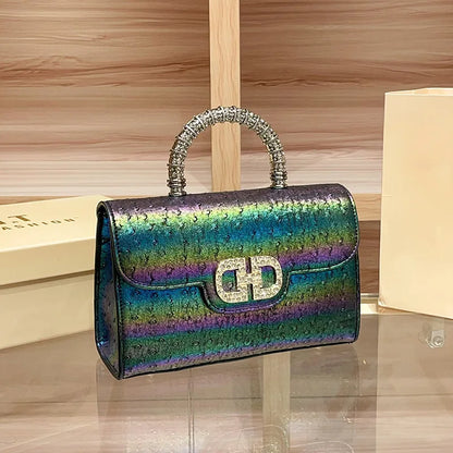 New ostrich pattern underarm handbag for ladies, light luxury diamond-encrusted, elegant single-shoulder crossbody bag |...