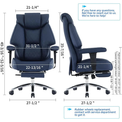 Ergonomic High-Back PU Leather Executive Chair with Footrest, Suitable for Big and Tall, Supports Up to 400lbs, Lumbar Support f